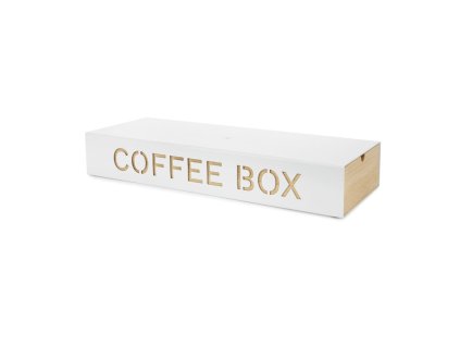 Box na kávu, bílá, kov/bambus, 6x14, 5x37,2