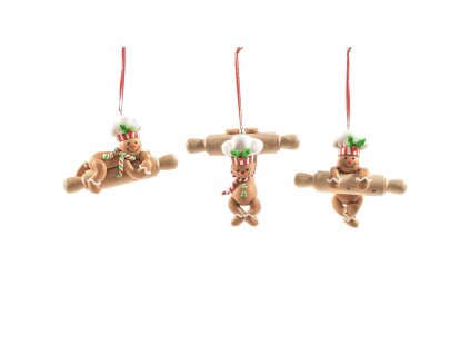 1002 - Vánoční přívěsek z měkké hlíny na válečku 13×V.11 cm, v různých dekorech