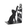 1335 - Zarážka na knihy, fishing cat, černá barva, kov, 17x13x10