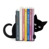 1312 - Zarážka na knihy, skrytá kočka, černá barva, kov, 16x10x13,5