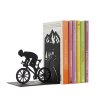 1341 - Zarážka na knihy, cyklista, černý, kovový, 17x13,5x10
