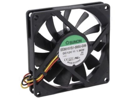 Ventilátor: DC axiální, 12 V DC, 80×80×15 mm, 34.7 dB EE80151S1-000U-G99