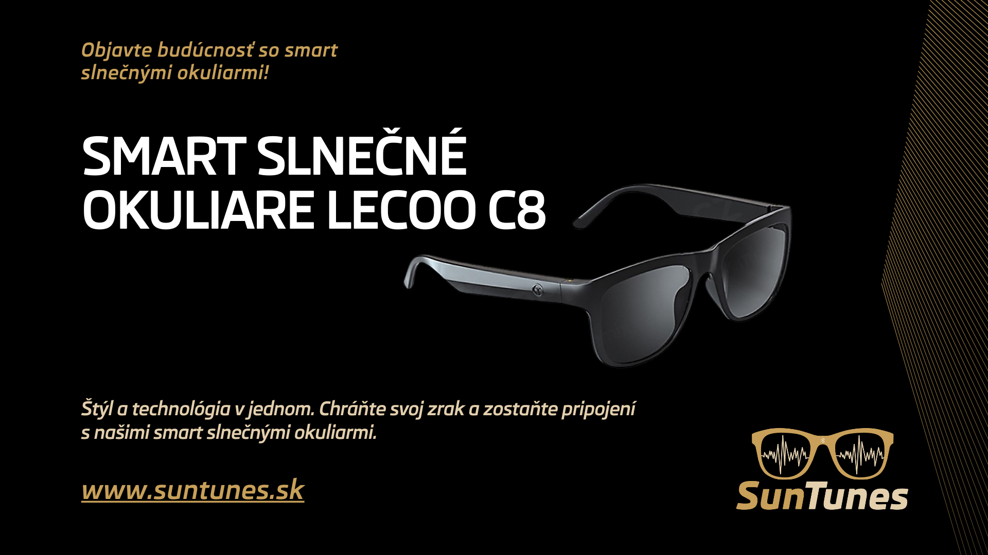 Smart Slnečné Okuliare čierno zlate Canva