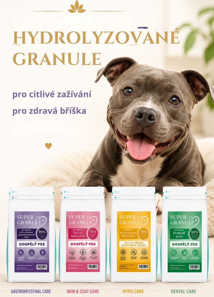 Hydrolyzované granule pro psy PEPTIDE+ pro citlivé zažívání, alergie a potravinové intolerance