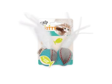 Látkový míček AFP Kitty s peříčky - se šantou 2 ks 16 cm