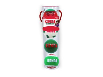 kong holiday occasions balls 4 pack gift dog balls variety squeaky 21505 p