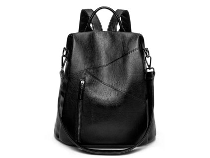 Dámský elegantní kožený černý batoh 2v1