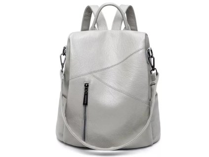 Dámský elegantní kožený šedý batoh 2v1