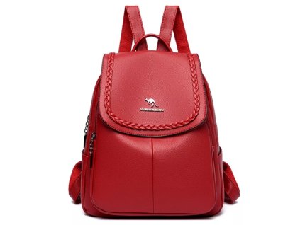 Dámský luxusní kožený batoh červený