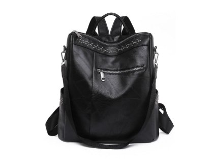 Kožený dámský městský batoh černý