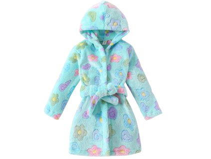 Dívčí župan s kytičkami modrý