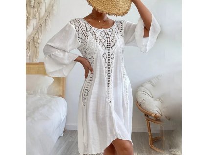 Bílé krajkové plážové šaty