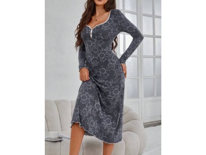 Noční košile dámská s dlouhým rukávem šedá