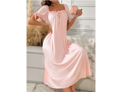 Noční košile dámská růžová dlouhá