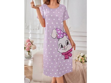 Noční košile dámská fialová s králíčkem