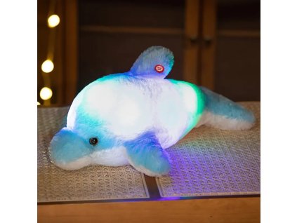 Hračka plyšová svítící s LED světly delfín modrá