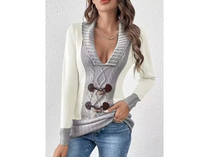 Svetr dámský bílý elegantní s výstřihem