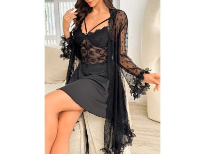 Noční košile dámská černá se županem