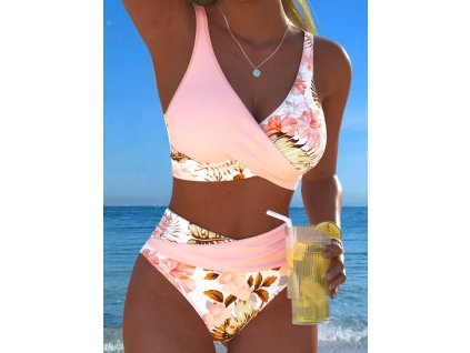 Plavky dámské růžové dvoudílné