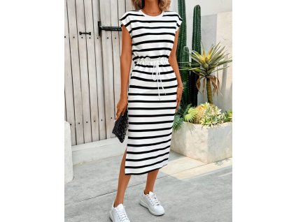 Šaty dámské bílé pruhované dlouhé letní