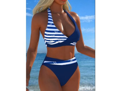 Plavky dámské bílé modré dvoudílné