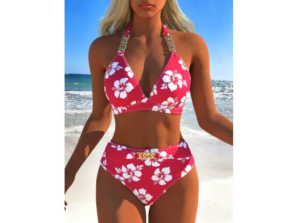 Plavky dámské růžové dvoudílné