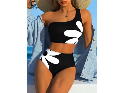 Plavky dámské černé bílé dvoudílné