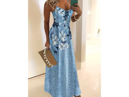 Šaty dámské modré letní dlouhé
