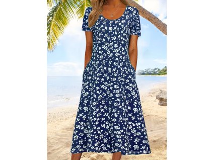 Šaty dámské modré letní dlouhé