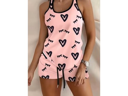 Pyžamo dámské růžové letní