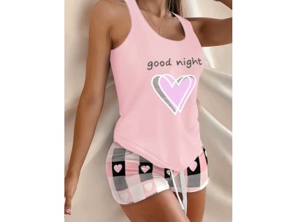 Pyžamo dámské růžové letní