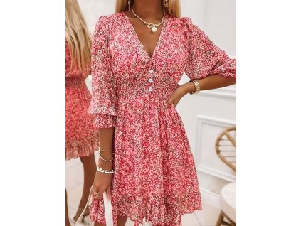 Šaty dámské červené letní krátké