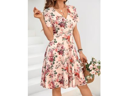 Šaty dámské růžové letní krátké