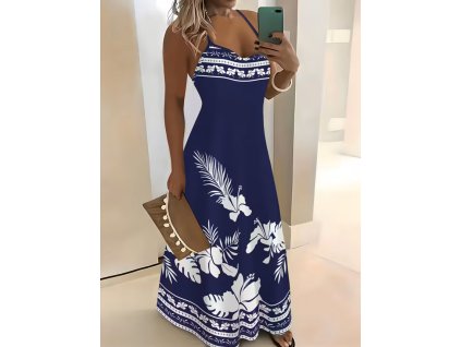 Šaty dámské modré letní dlouhé