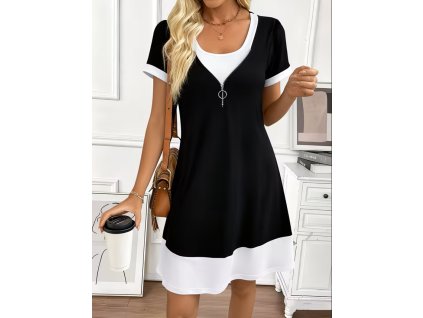 Šaty dámské černé bílé letní krátké