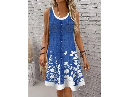 Šaty dámské modré letní krátké