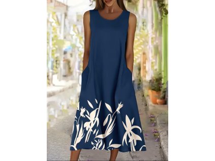 Šaty dámské modré letní dlouhé