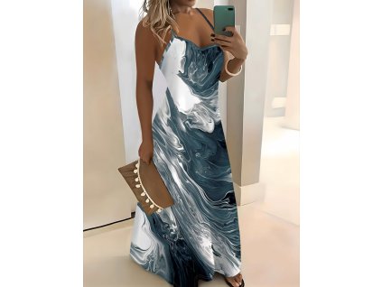 Šaty dámské bílé modré dlouhé letní