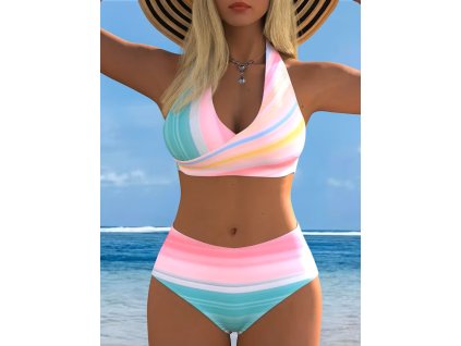 Plavky dámské růžové dvoudílné