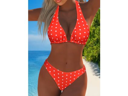 Plavky dámské červené dvoudílné