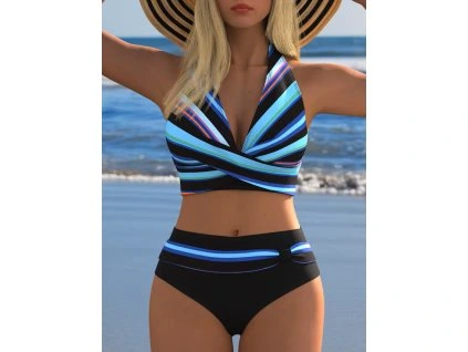 Plavky dámské černé modré dvoudílné