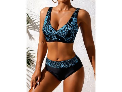 Plavky dámské černé modré dvoudílné