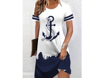 Šaty dámské bílé modré letní