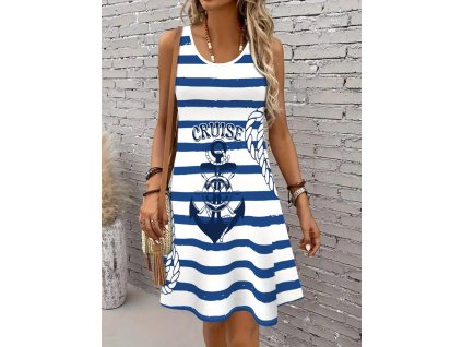 Šaty dámské bílé modré letní