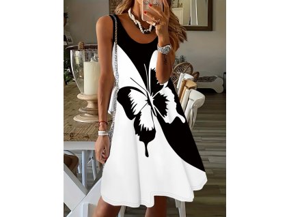 Šaty dámské černé bílé letní