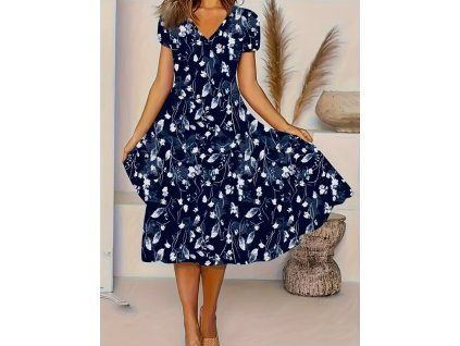 Šaty dámské modré dlouhé