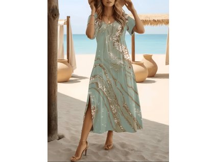 Šaty dámské zelené dlouhé