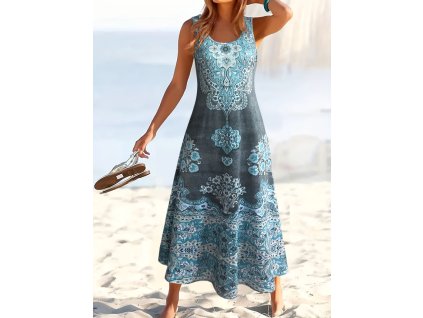 Šaty dámské modré dlouhé