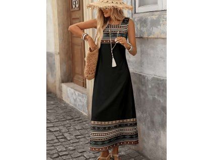 Dámské dlouhé letní boho šaty s etno vzorem