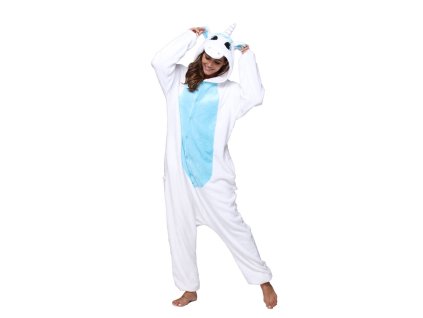 Kigurumi overal Jednorožec bílo-modrý s křídly